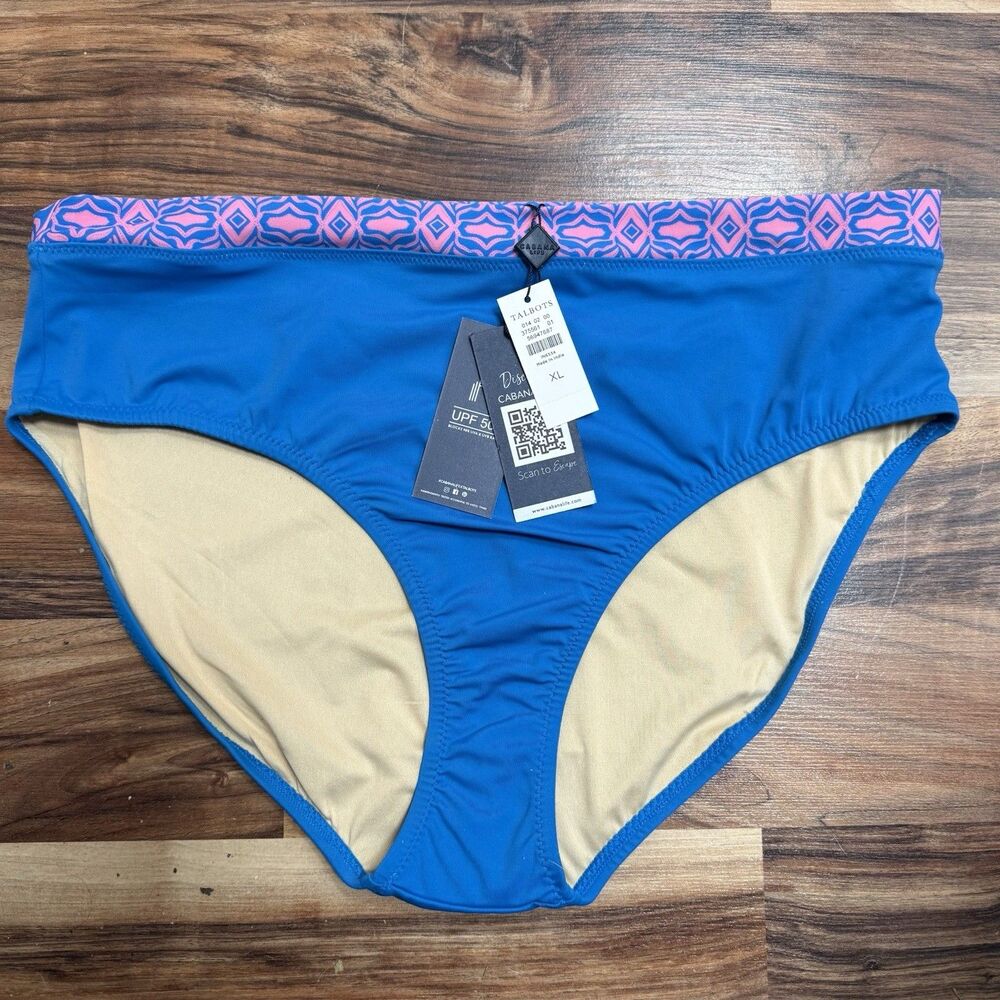Talbots Cabana Life UPF 50+ Blue Swim Bottoms Size XL NWT Limited Edition Beach